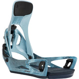 Blue snowboard binding on a white background