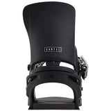 Black snowboard binding with 'Cartel' branding on a white background