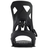 Black snowboard binding on a white background