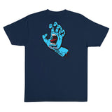Santa Cruz Screaming Hand Tee - Navy with True Glow Back