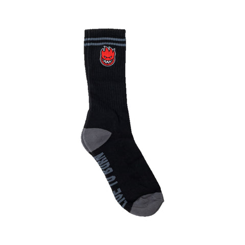 Spitfire Bighead Fill Emb Swirl Sock - Black/Carcoal/Red