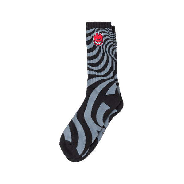 Spitfire Bighead Fill Emb Swirl Sock - Black/Carcoal