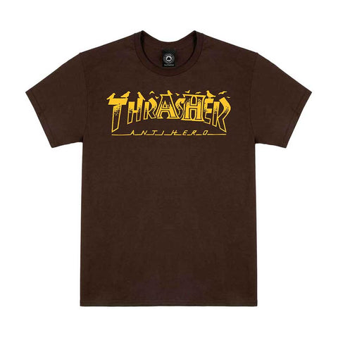 Thrasher x Anti Hero Pigeon Mag S/S Tee - Dark Chocolate