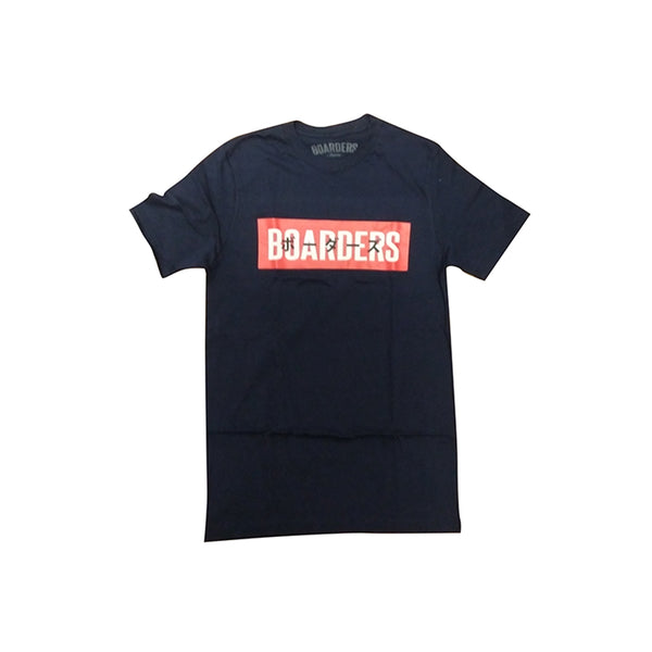 Boarders JPN Bold Red Box T-shirt - Navy Front