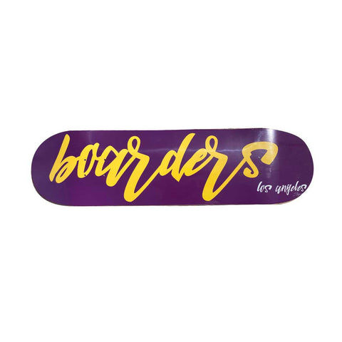 Boarders Script Skateboard Deck - Purple/Yellow/White