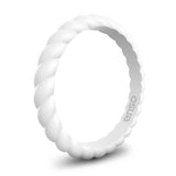 Enso Rings Braided Stackables Silicone Ring Double Pack - Obsidian/White White