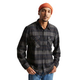 Brixton Bowery L/S Flannel - Black/Charcoal Front