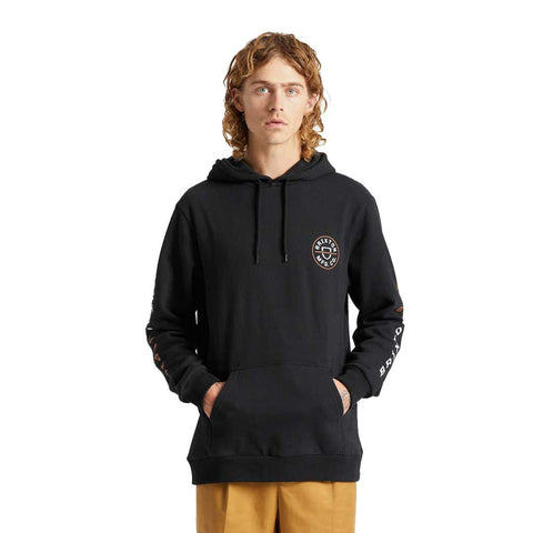 Brixton Crest Hood - Black/Caramel/White