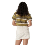 Dickies Women's Crop S/S Pattern Pocket Tee - Moss/Military Green Stripe2
