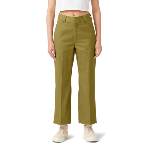 Dickies Women's Cropped Twill Ankle Pant - Rinsed Green Moss