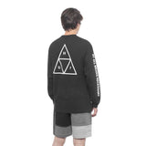 Huf Essentials Triple Triangle L/S Tee - Black Back with model