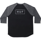 Huf Reflective Bar Logo Raglan - Black/Black Heather Back
