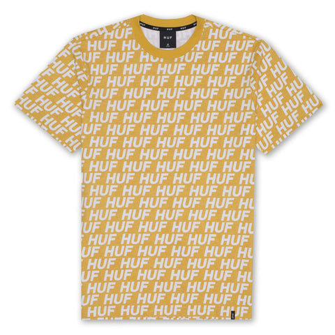 Huf Transit Logo All Over S/S Tee - Mineral Yellow Front