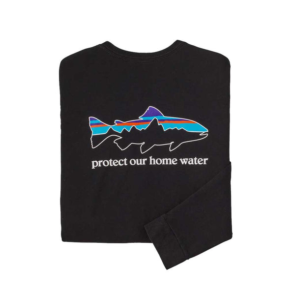Patagonia L/S Home Water Trout Responsibili Tee - BLK