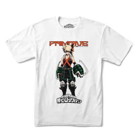 Primitive x My Hero Academia Katsuki Bakugo Tee - White