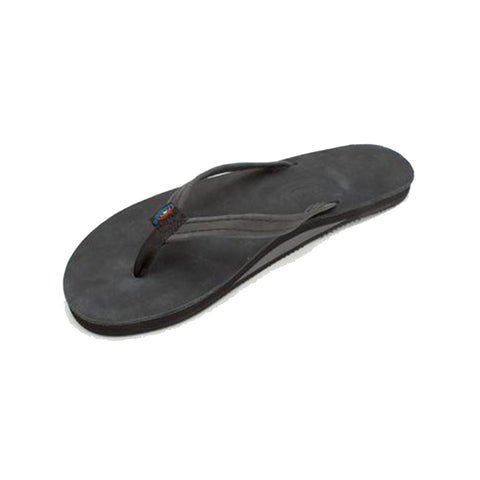 Rainbow Single Layer Premier Leather with Arch Support and a Narrow Strap - Premier Black