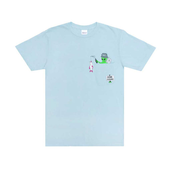 Rip N Dip Gone Fishing Pocket Tee - Baby Blue