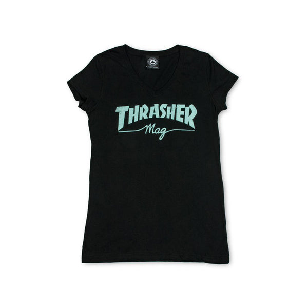 Thrasher Women's Magazine Logo V-Neck S/S - Black