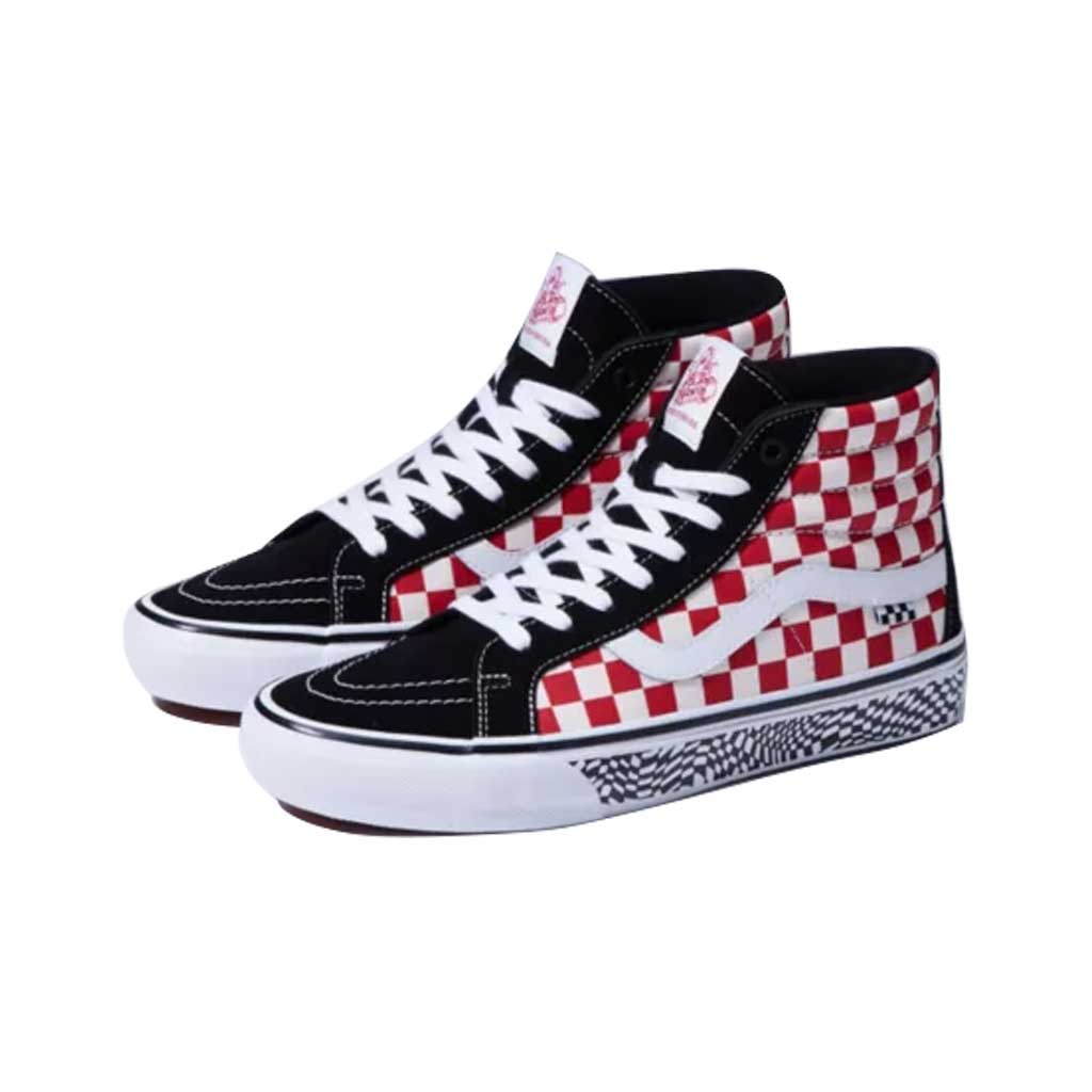 Red and black checkered vans high tops Clearance