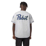 Huf x PBR Shirt Pabst Twill Baseball Jersey White - TGM Skateboards