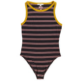 Vans Women's Lizzie Stripe Bodysuit - Black/Gold/Palm full