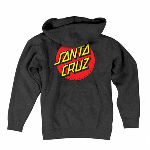 Santa Cruz Youth Classic Dot Pullover Hood - Charcoal Heather Back