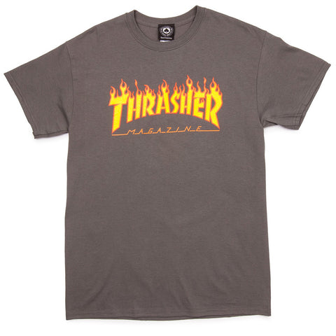 Thrasher Skate Flame Tee - Charcoal